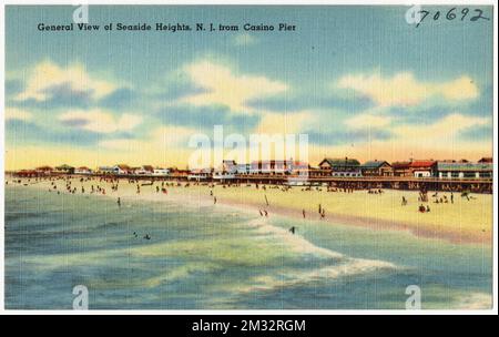 Vue générale de Seaside Heights, N. J. de la jetée du casino, des plages, des promenades en bois, Tichnor Brothers Collection, cartes postales des États-Unis Banque D'Images