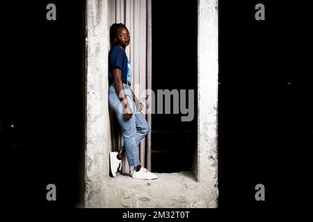 L'athlète belge Cynthia Mbongo Bolingo pose pour le photographe après une réunion de presse avec l'athlète belge Cynthia Bolingo, à Bruxelles, le lundi 29 juin 2020. BELGA PHOTO JASPER JACOBS Banque D'Images