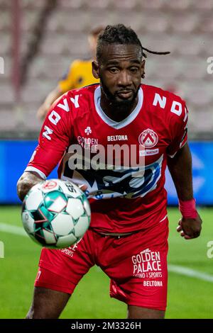 Ilombe Mboyo de Courtrai photographié en action lors du match de la Jupiler Pro League entre KV Kortrijk et Waasland-Beveren, à Kortrijk, dimanche 09 août 2020, le 01 e jour du championnat belge de football. BELGA PHOTO KURT DESPLENTER Banque D'Images