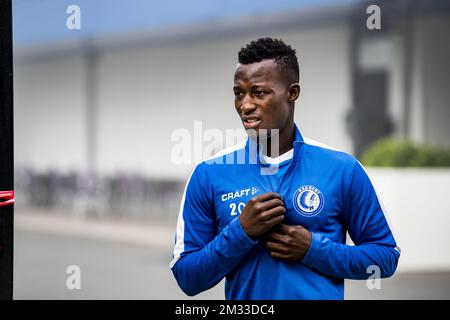 Osman Bukari de Gent photographié lors d'une formation du club de football belge KAA Gent, mardi 22 septembre 2020, à Gent. Demain, Gent rencontrera le club ukrainien Dynamo Kyiv dans les éliminatoires de la Ligue des champions de l'UEFA. BELGA PHOTO JASPER JACOBS Banque D'Images