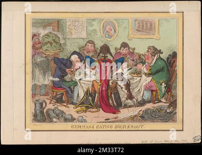 Allemands mangeant de l'aigre-krout , noblesse, officiers militaires, manger et boire, gourmandise, Charles, Archiduc d'Autriche, 1771-1847. James Gillray (1756-1815). Impressions et mises en plan Banque D'Images