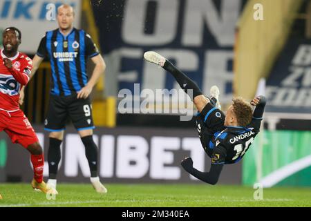 Noa Lang du Club marque un but lors d'un match de football entre le Club Brugge et KV Kortrijk, samedi 21 novembre 2020 à Bruges, le 13 e jour de la première division de la « Jupiler Pro League » du championnat belge. BELGA PHOTO BRUNO FAHY Banque D'Images