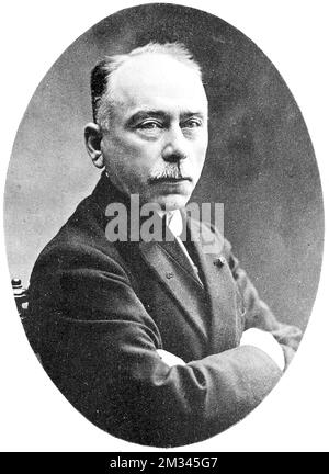 Portrait de Jules Bordet. Jules Jean Baptiste Vincent Bordet (1870 – 1961) est un immunologiste et microbiologiste belge. Le genre bactérien Bordetella est nommé d'après lui. Le Prix Nobel de physiologie ou médecine lui a été décerné en 1919 pour ses découvertes relatives à l'immunité. Banque D'Images