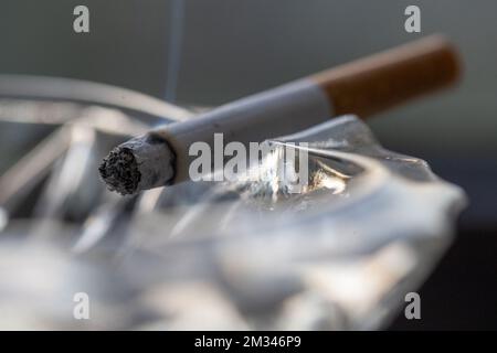 L'illustration montre des cigarettes, mardi 29 décembre 2020, à Lierde. Les droits d'accise sur les cigarettes et le tabac augmenteront par rapport au 1 janvier 2021. BELGA PHOTO NICOLAS MATERLINCK Banque D'Images