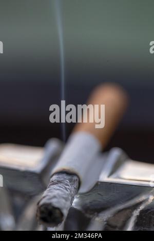 L'illustration montre des cigarettes, mardi 29 décembre 2020, à Lierde. Les droits d'accise sur les cigarettes et le tabac augmenteront par rapport au 1 janvier 2021. BELGA PHOTO NICOLAS MATERLINCK Banque D'Images