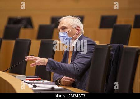 Gilles Mahieu, gouverneur de la province du Brabant wallon, a photographié lors d'une session de la commission de chambre spéciale pour examiner la gestion de la crise Covid-19, au Parlement fédéral à Bruxelles, le vendredi 22 janvier 2021. Aujourd'hui, la commission entend des représentants de la santé (médecins) le matin et des gouverneurs des collèges plus tard dans la journée. BELGA PHOTO NICOLAS MATERLINCK Banque D'Images