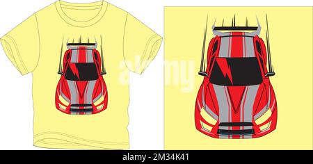 rouge voiture t shirt graphique dessin vectoriel illustration fichier numérique Illustration de Vecteur