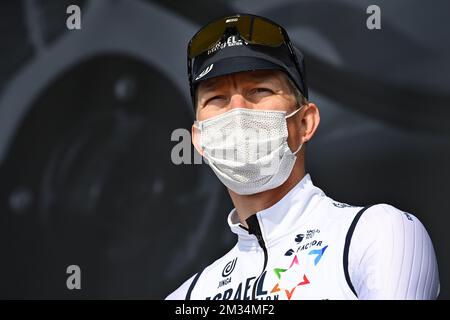 Belge Sep Vanmarcke of Israel Start-Up Nation au début de la quatrième étape de l'édition 79th de la course cycliste Paris-Nice, 188km de Chalon-sur-Saone à Chiroubles, France, le mercredi 10 mars 2021. BELGA PHOTO DAVID STOCKMAN Banque D'Images