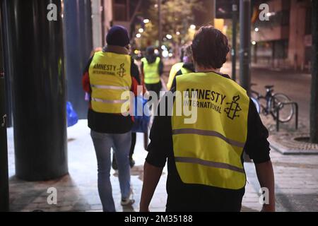 Une manifestation d'Amnesty International contre la sortie de la Turquie de la Convention d'Istanbul contre la violence à l'égard des femmes, à Bruxelles, le lundi 10 mai 2021. BELGA PHOTO LAURIE DIEFFEMBACQ Banque D'Images