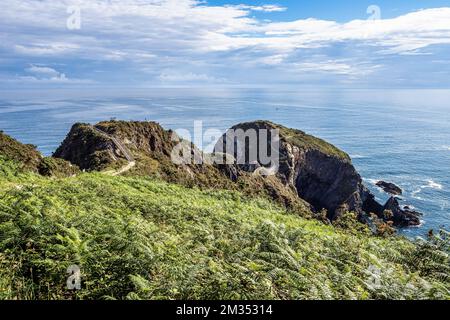 Punta Socastro aussi connu sous le nom de Fucino do Porco à O Vicedo, Costal Path à Costa do Morte à Viveiro, Galice, Espagne en Europe Banque D'Images