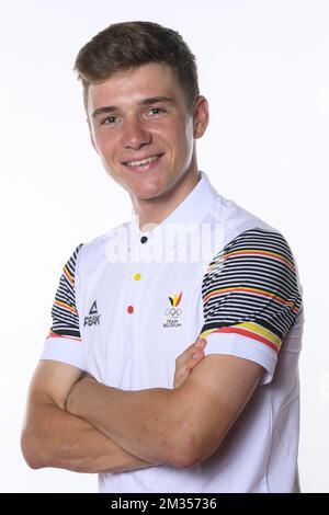 Remco Evenepoel pose pour le photographe lors d'un photoshoot pour le Comité olympique belge BOIC - COIB en prévision des Jeux Olympiques de Tokyo 2020, à Bruxelles, le jeudi 17 juin 2021. BELGA PHOTO JASPER JACOBS Banque D'Images