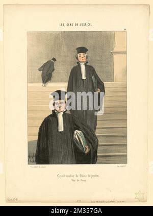 Grand escalier du Palais de Justice, vue de face. Honoré Daumier (1808-1879). Lithographies Banque D'Images