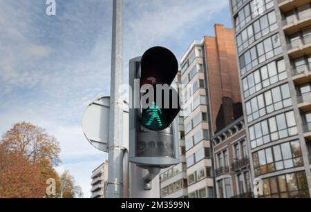 Lumière verte pour piétons Banque D'Images