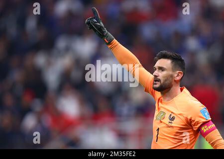 Al Chaur, Qatar. 14th décembre 2022. Football, coupe du monde 2022 au Qatar, France - Maroc, demi-finale, le gardien de but français Hugo Lloris gestes. Crédit : Tom Weller/dpa/Alay Live News Banque D'Images