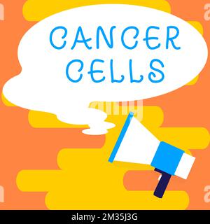 Écriture du texte affichant les cellules cancer. Concept d'affaires formant des tumeurs solides ou inondant le sang avec des cellules anormales Banque D'Images