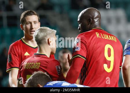 Le Romelu Lukaku de Belgique célèbre après avoir marqué le 1-2 ngoal lors d'un match de football entre l'Estonie et l'équipe nationale belge Red Devils, jeudi 02 septembre 2021 à Tallinn, Estonie, jeu 4 dans le groupe E des qualifications pour la coupe du monde de la FIFA 2022. BELGA PHOTO BRUNO FAHY Banque D'Images