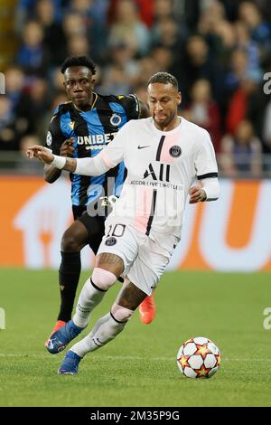 Neymar Jr. Du PSG photographié en action lors d'un match entre l'équipe belge de football Club Brugge et le club français PSG Paris Saint-Germain, mercredi 15 septembre 2021, à Bruges, le premier jour (sur six) de la scène du groupe A de la Ligue des champions de l'UEFA. BELGA PHOTO BRUNO FAHY Banque D'Images