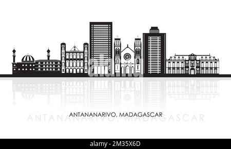 Silhouette Skyline panorama de la ville d'Antananarivo, Madagascar - illustration vectorielle Illustration de Vecteur