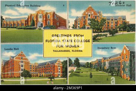 Salutations du Florida State College for Women, Tallahassee, Floride, universités et collèges, Tichnor Brothers Collection, Cartes postales des États-Unis Banque D'Images