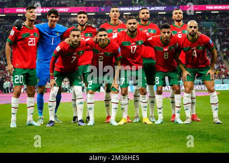 Al Khor Qatar. 14th décembre 2022. Groupe de l'équipe marocaine lors du match Qatar 2022 de la coupe du monde de la FIFA, demi-finale entre Frittance et le Maroc au stade Al Bayt le 14 décembre 2022 à Al Khor Qatar. (Photo de Bagu Blanco / PRESSIN) Credit: PRESSINPHOTO SPORTS AGENCY/Alay Live News Banque D'Images