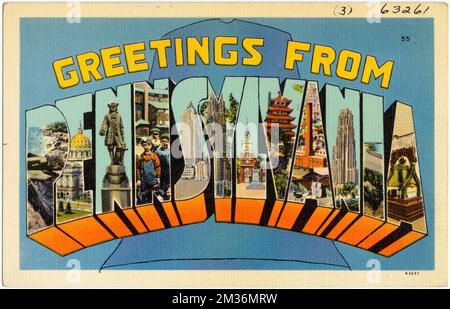 Salutations de Pennsylvanie , Tichnor Brothers Collection, cartes postales des États-Unis Banque D'Images