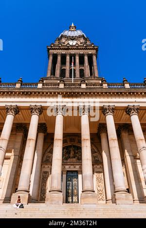 Leeds Town Hall is a 19th-century municipal building. Leeds, West Yorkshire, Yorkshire and the Humber, England, United Kingdom, Europe Stock Photo