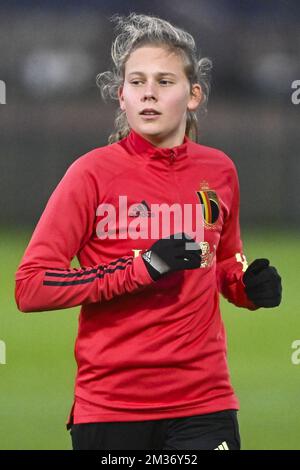 Jarne Teulings de Belgique photographiés en action lors d'une session de formation de l'équipe nationale féminine de football belge les flammes rouges, le lundi 22 novembre 2021 à Tubize. BELGA PHOTO LAURIE DIEFFEMBACQ Banque D'Images