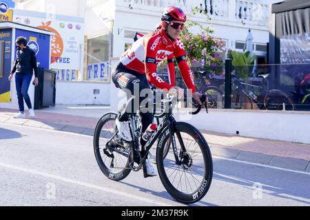 Jasper de Buyst belge de Lotto Soudal photographié avant une session de formation à la journée des médias de l'équipe cycliste belge Lotto Soudal à Altea, Espagne, le samedi 15 janvier 2022, en préparation de la saison à venir. BELGA PHOTO JOMA GARCIA Banque D'Images
