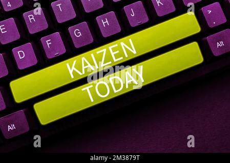 Texte d'écriture Kaizen. Approche commerciale une philosophie d'entreprise japonaise d'amélioration des pratiques de travail Banque D'Images