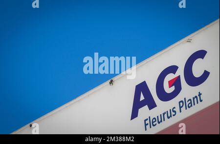 L'illustration montre l'usine de production AGC à Fleurus, mercredi 09 février 2022. Lors d'un comité d'entreprise extraordinaire, le groupe AGC a annoncé son intention de fermer son site de Fleurus à la fin de 2023. 187 travailleurs sont concernés, dont 145 travailleurs et 42 employés. BELGA PHOTO VIRGINIE LEFOUR Banque D'Images