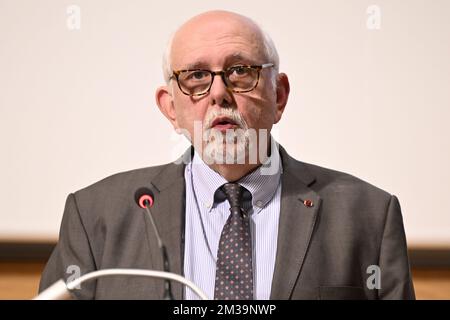 PHILIPPE Jquij, directeur général DE FPS Finance, photographié lors d'une conférence de presse du ministère fédéral des Finances sur la déclaration fiscale 2022, mercredi 27 avril 2022, à Bruxelles. BELGA PHOTO LAURIE DIEFFEMBACQ Banque D'Images