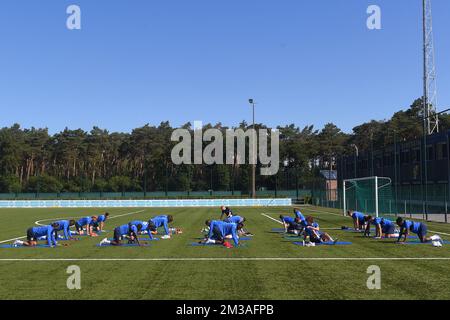 Joueurs de Westerlo photographiés avant une session d'entraînement en prévision de la saison 2022-2023, de l'équipe belge de football de première division KVC Westerlo, mardi 14 juin 2022 à Bruges. BELGA PHOTO LUC CLAESSEN Banque D'Images