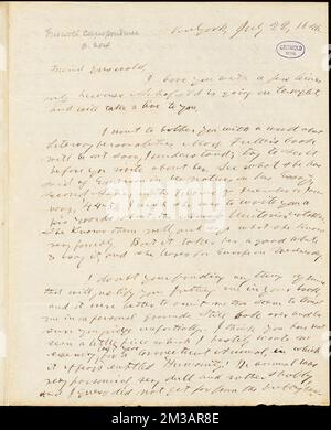 Horace Greeley, New York, autograph letter signed to R. W. Griswold, 22 July 1846 , American literature, 19th century, History and criticism, Authors, American, 19th century, Correspondence, Authors and publishers, Poets, American, 19th century, Correspondence, Fuller, Margaret, 1810-1850. Rufus W. Griswold Papers Stock Photo