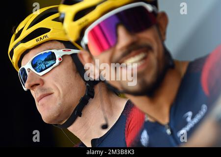 Geraint britannique Thomas d'Ineos Grenadiers photographié au début de la quinze étape de la course cycliste Tour de France, de Rodez à Carcassonne (200km), France, le dimanche 17 juillet 2022. Le Tour de France de cette année a lieu du 01 au 24 juillet 2022. BELGA PHOTO DAVID STOCKMAN - SORTIE ROYAUME-UNI Banque D'Images