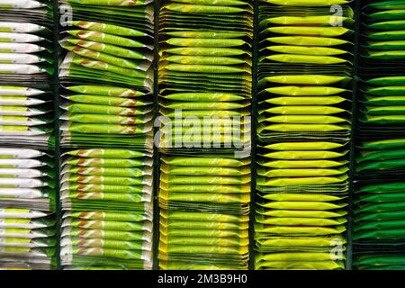 Sélection de thés au magasin de thé Twinings sur le Strand, Londres, Royaume-Uni Banque D'Images