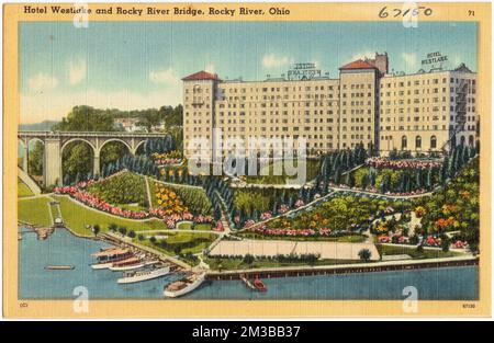 Hôtel Westlake and Rocky River Bridges, Rocky River, Ohio , Hôtels, Bridges, Tichnor Brothers Collection, cartes postales des États-Unis Banque D'Images