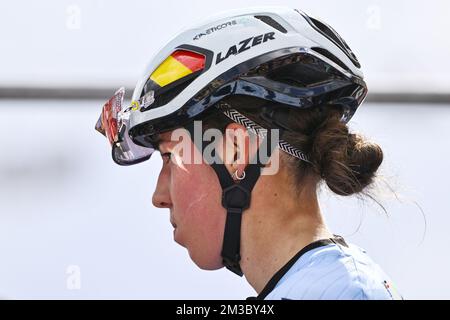 Lone Meertens Belge photographié après la course cycliste féminine, dans le cadre des Championnats d'Europe Munich 2022, à Munich, en Allemagne, le dimanche 21 août 2022. La deuxième édition des Championnats d'Europe du sport se déroule du 11 au 22 août et compte neuf sports. BELGA PHOTO ERIC LALMAND Banque D'Images