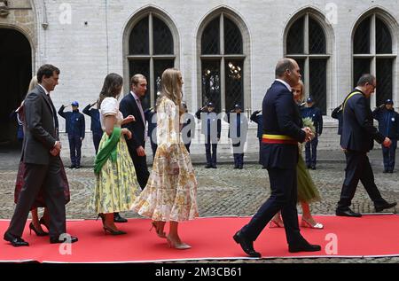 Le prince Amedeo, la princesse Laetitia Maria, le prince Joachim et la princesse Luisa Maria arrivent pour le mariage officiel à l'hôtel de ville de Bruxelles, de la princesse Maria-Laura de Belgique et de William Isvy, le samedi 10 septembre 2022, à Bruxelles. BELGA PHOTO POOL PHILIPPE REYNAERS Banque D'Images