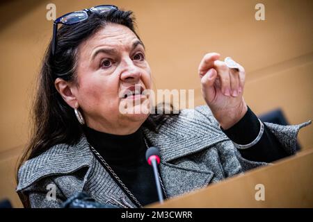 Marie-Christine Marghem de M. est vue lors d'une réunion de la Commission de chambre énergie, environnement et climat au Parlement fédéral à Bruxelles, le mardi 04 octobre 2022. La commission discute aujourd'hui de l'impôt sur les bénéfices excédentaires, des négociations avec Engie et le Conseil des ministres européens de l'énergie. BELGA PHOTO JASPER JACOBS Banque D'Images