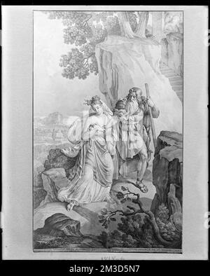 Détails intérieurs, papier peint, panneau numéro 7 'Cupid and psyche' , Fonds d'écran, divinité romaine de Cupid, divinité grecque de psyché. Collection de négatifs sur plaque de verre de Frank cousins Banque D'Images