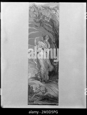 Détails intérieurs, papier peint, panneau numéro 10 'Cupid and psyche' , Fonds d'écran, divinité romaine de Cupid, divinité grecque de psyché. Collection de négatifs sur plaque de verre de Frank cousins Banque D'Images