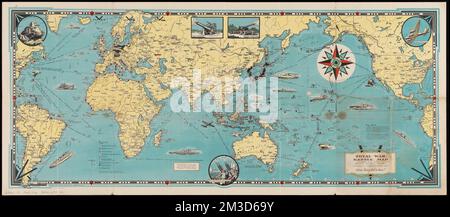 Cartes de l'invasion et de la victoire totale de la guerre : avec des décorations, des illustrations et des insignes militaires et navales , Guerre mondiale, 1939-1945, cartes, cartes du monde Norman B. Leventhal Map Center Collection Banque D'Images
