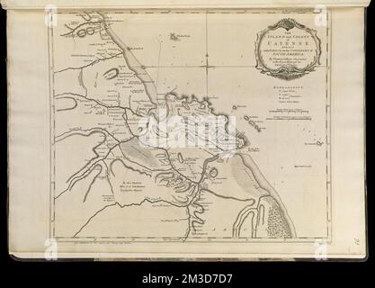 L'île et la colonie de Cayenne soumise aux Français, sur le continent de l'Amérique du Sud , l'île de Cayenne Guyane française, cartes, travaille tôt à 1800 Norman B. Leventhal Map Centre Collection Banque D'Images