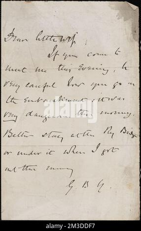 [John Biddulph Martin] Note autographe signée (initiales) à Victoria Woodhull Martin, vers 1883-1897, féministes, États-Unis, suffragistes. Victoria Woodhull Martin Papers Banque D'Images