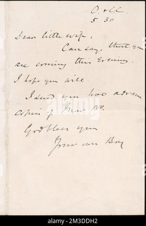 [John Biddulph Martin] note autographe signée à Victoria Woodhull Martin, vers 1883-1897 , féministes, États-Unis, suffragistes. Victoria Woodhull Martin Papers Banque D'Images