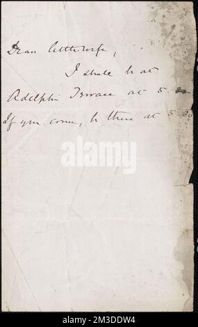 [John Biddulph Martin] note autographe à Victoria Woodhull Martin, vers 1883-1897 , féministes, États-Unis, suffragistes. Victoria Woodhull Martin Papers Banque D'Images