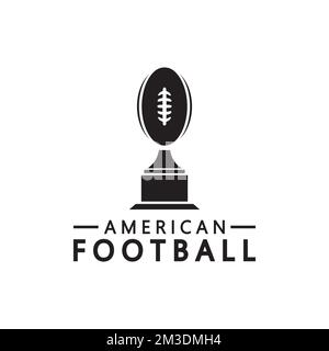 Gagnant Trophée de championnat de football américain logo Design modèle d'icône vectoriel. Trophée du football américain pour le prix du gagnant Illustration de Vecteur