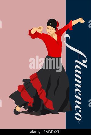 Belle jeune femme dansant le flamenco. Illustration 3d vectorielle Illustration de Vecteur