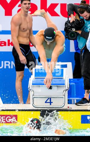 Melbourne, Australie. 15th décembre 2022. Manuel Frigo, Paolo Conte Bonin, d'Italie, concourt dans le relais Freestyle 4x50m de Heats hommes lors des Championnats du monde de natation de la FINA court au Centre sportif et aquatique de Melbourne, Australie, 15 décembre 2022. Photo Giorgio Scala/Deepbluemedia/Insidefoto crédit: Insidefoto di andrea staccioli/Alamy Live News Banque D'Images