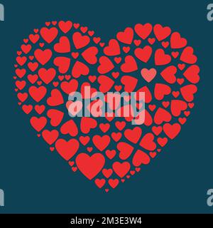 saint valentin photo de jour de grand coeur se compose de nombreux coeurs d'amour Illustration de Vecteur